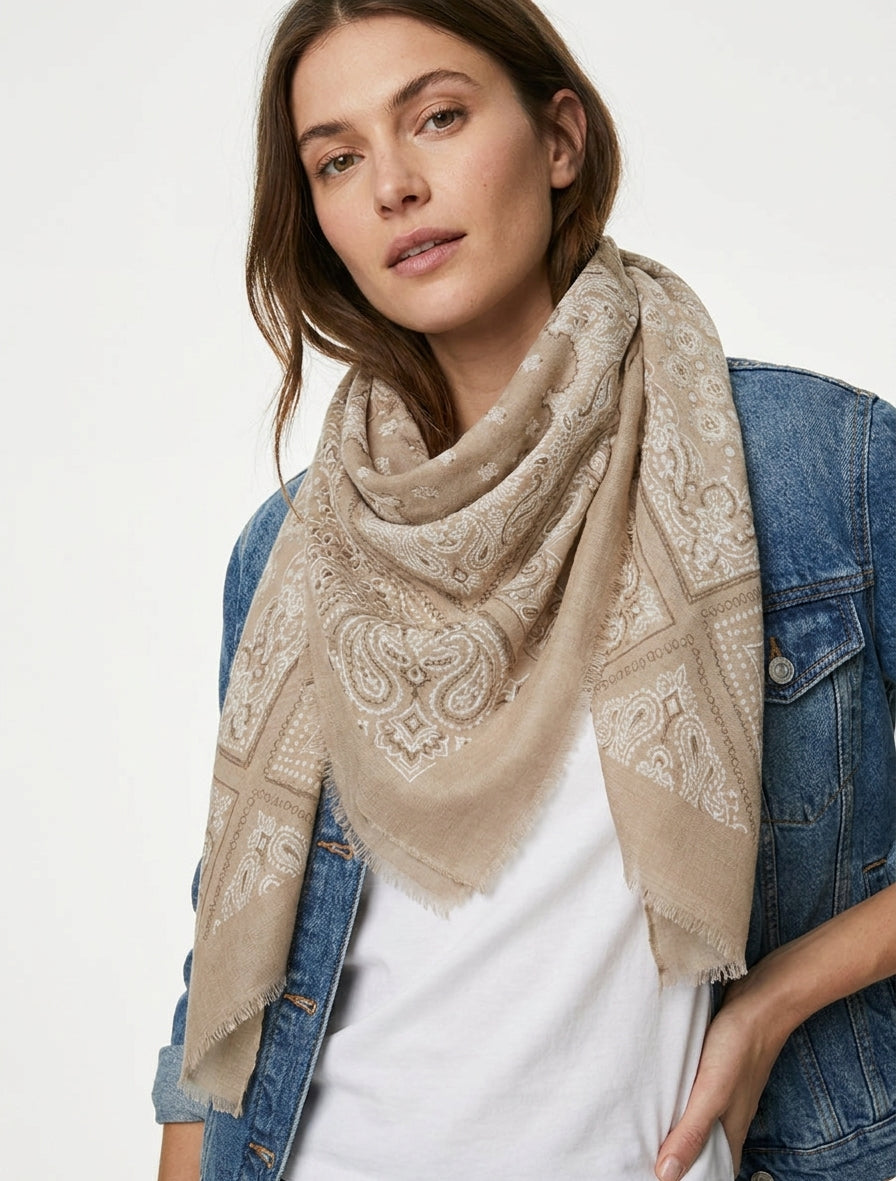 Bandana sjaal van gemengde katoen - Beige