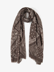 Echarpe imprimé bandana en coton mélangé - Marron - 1