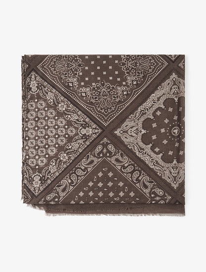 Echarpe imprimé bandana en coton mélangé - Marron - 2