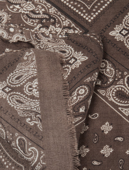 Echarpe imprimé bandana en coton mélangé - Marron - 3