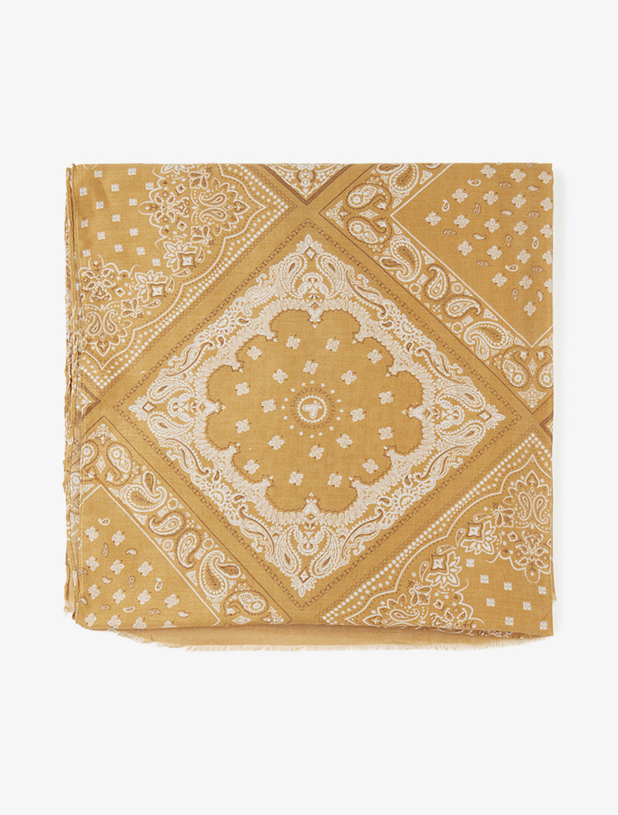 Echarpe imprimé bandana en coton mélangé - Moutarde - 2