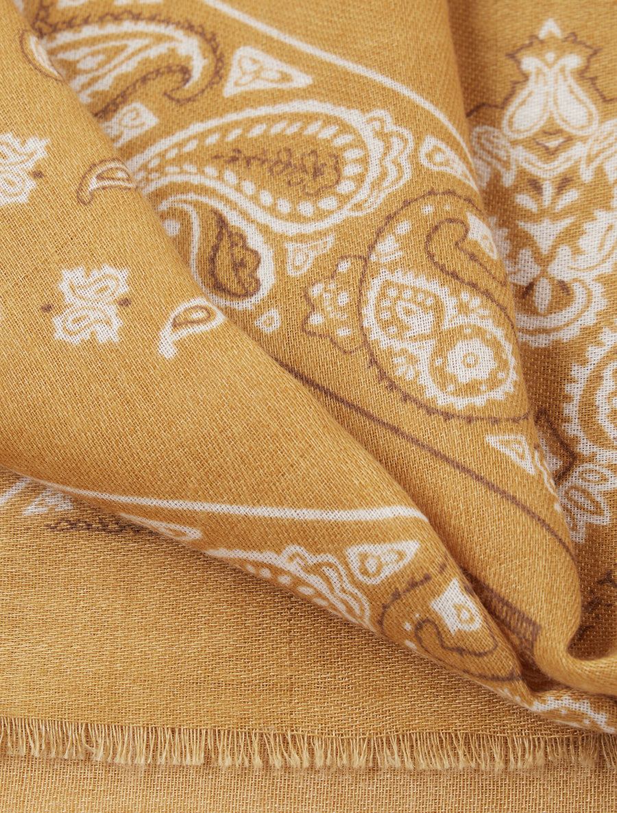 Echarpe imprimé bandana en coton mélangé - Moutarde - 3