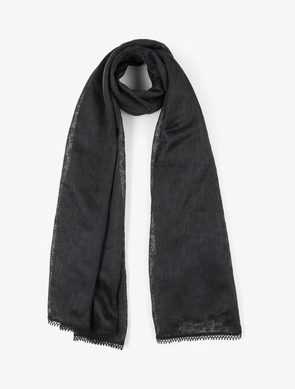 Foulard transparent à motif floral - Noir - 1