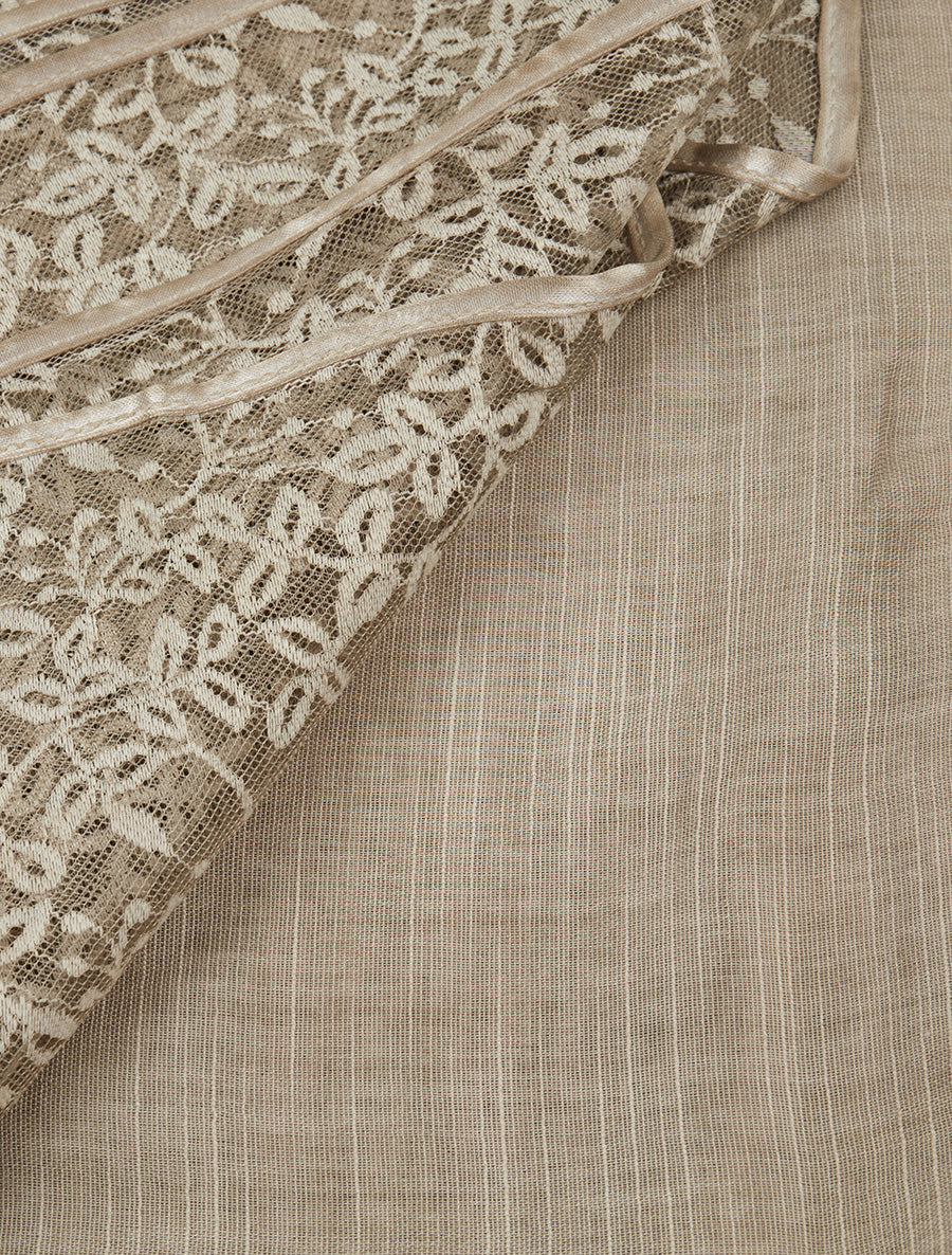 Foulard à empiècement dentelle - Taupe - 3