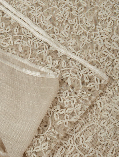 Foulard à empiècement dentelle - Beige - 3
