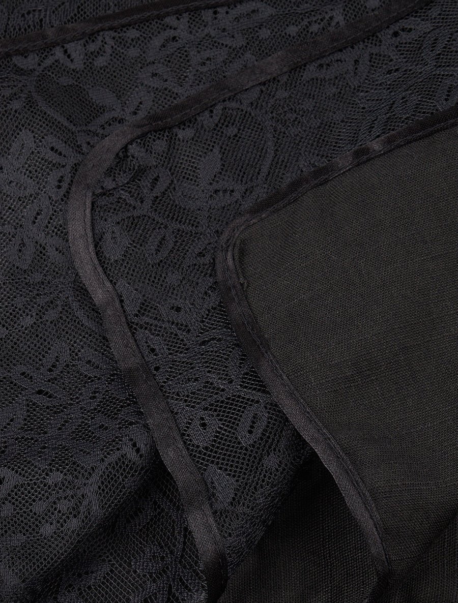 Foulard à empiècement dentelle - Noir - 3