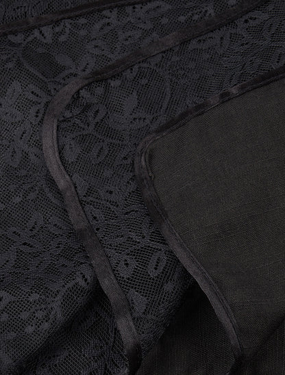 Foulard à empiècement dentelle - Noir - 3