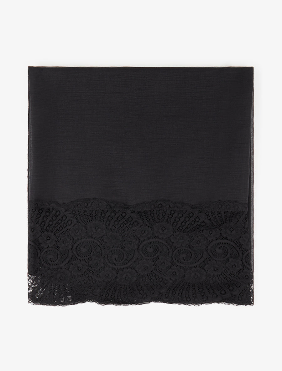 Foulard effet froissé à empiècement dentelle - Noir - 2