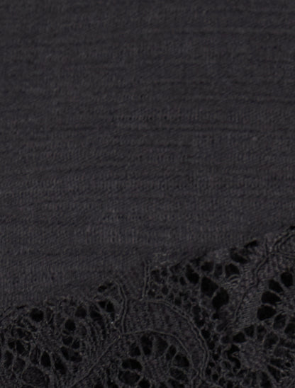 Foulard effet froissé à empiècement dentelle - Noir - 3