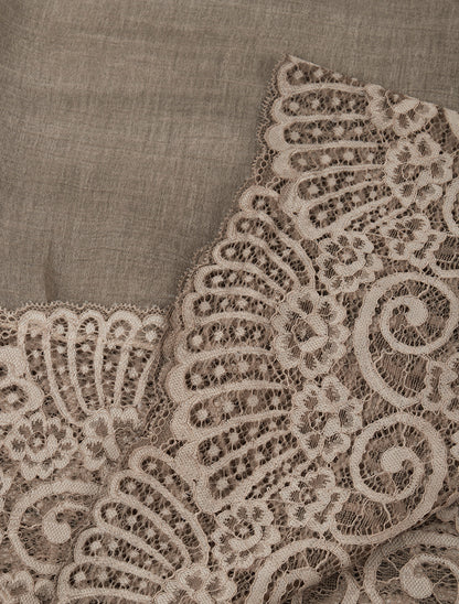 Foulard effet froissé à empiècement dentelle - Taupe - 3