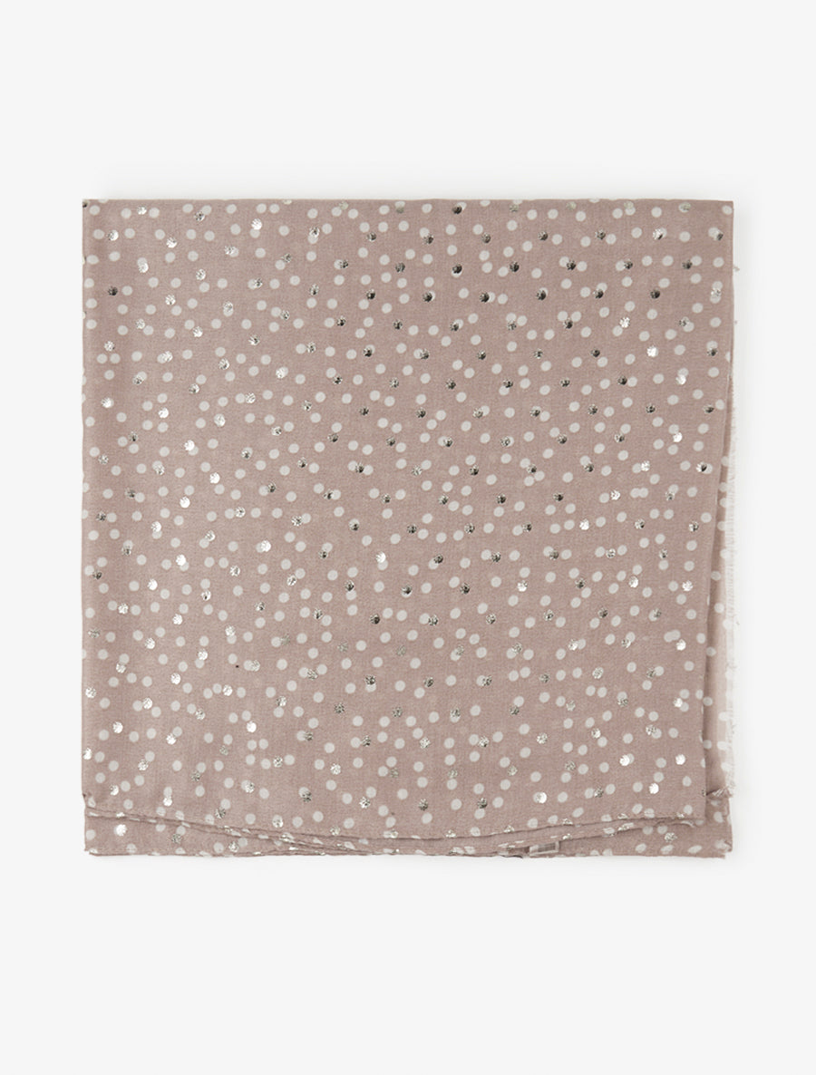 Echarpe en coton mélangé à imprimé pois irisés - Taupe - 2