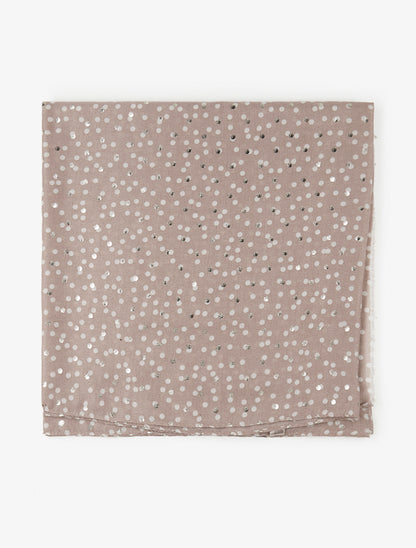 Echarpe en coton mélangé à imprimé pois irisés - Taupe - 2