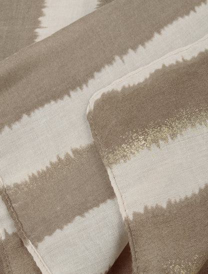 Echarpe en coton mélangé à imprimé rayures avec des touches irisées - Taupe - 3