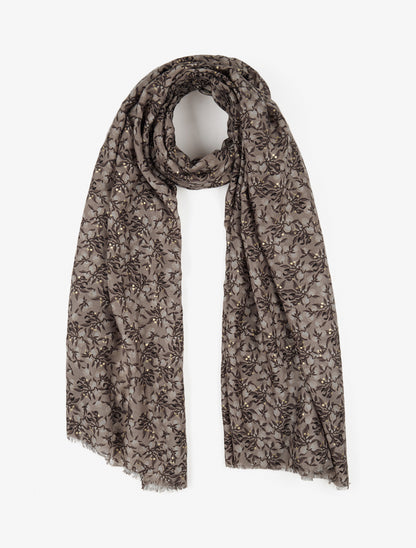 Foulard à imprimé baies irisées - Taupe - 1