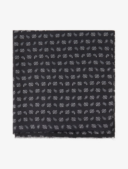Echarpe à imprimé cachemire et bords francs - Noir - 2