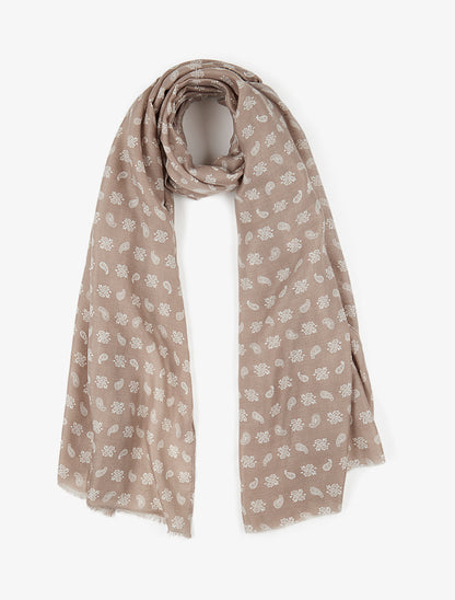 Echarpe à imprimé cachemire et bords francs - Taupe - 1