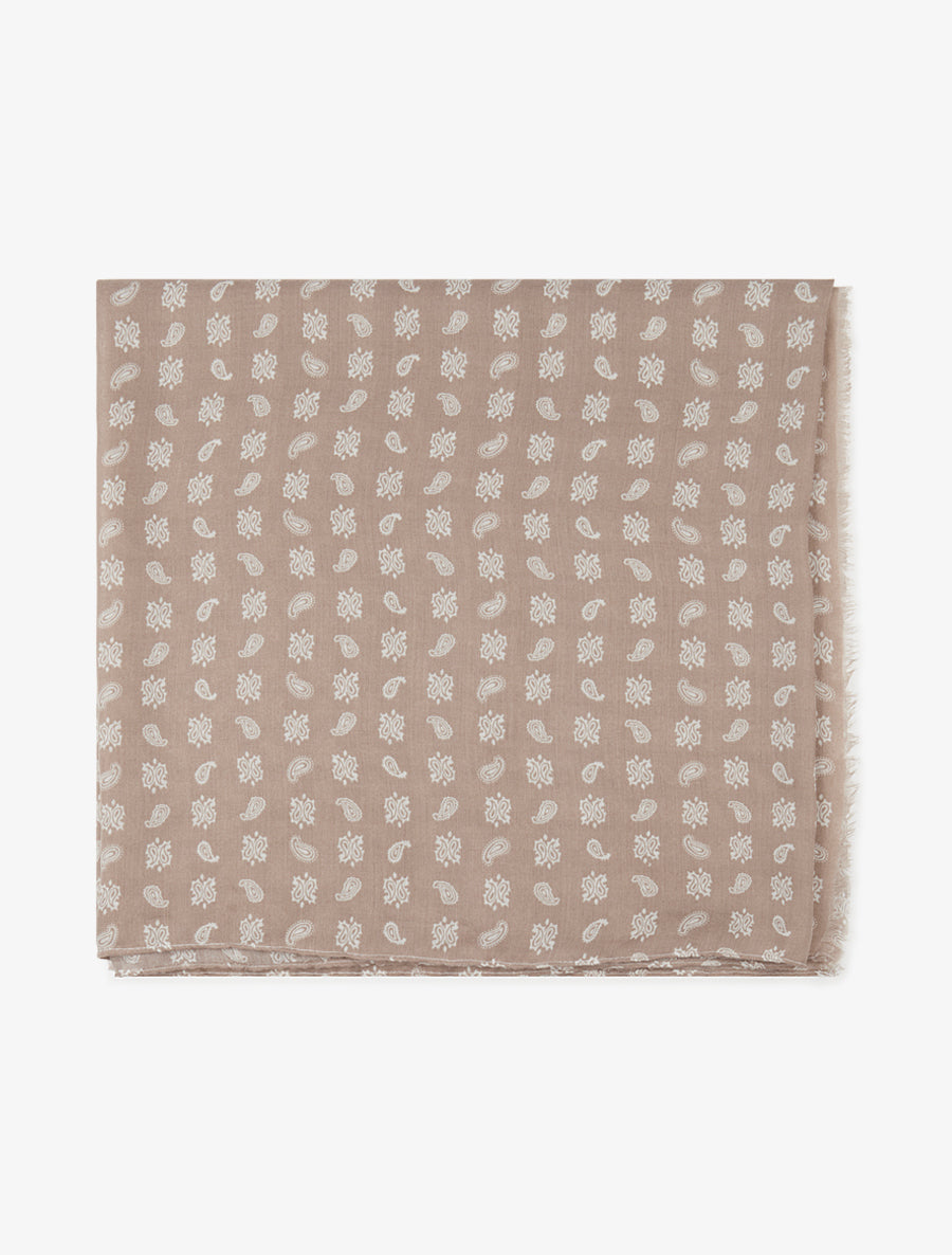 Echarpe à imprimé cachemire et bords francs - Taupe - 2