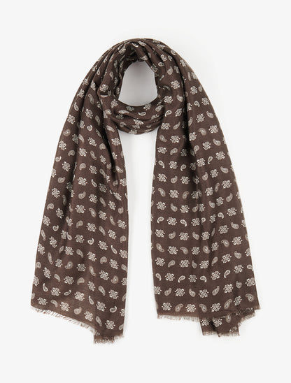 Echarpe à imprimé cachemire et bords francs - Marron - 1
