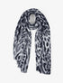 Echarpe en laine mélangée imprimé léopard - Gris - 1
