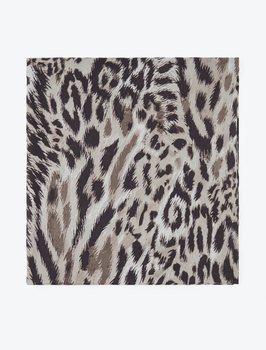 Echarpe en laine mélangée imprimé léopard - Beige - 2