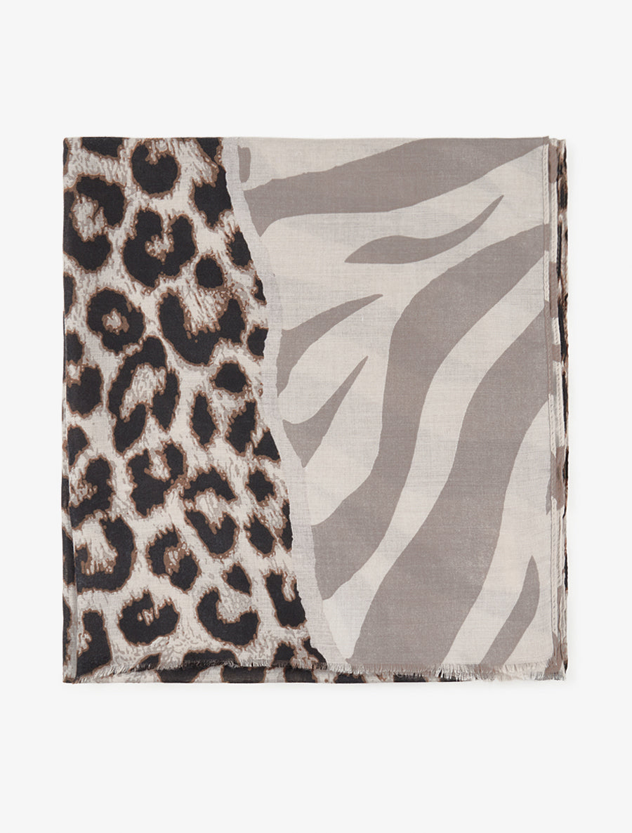 Foulard à imprimé animaux - Taupe - 2