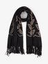 Echarpe en laine mélangée à broderies et strass - Noir - 1