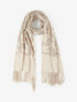 Echarpe en laine mélangée à broderies et strass - Beige - 1