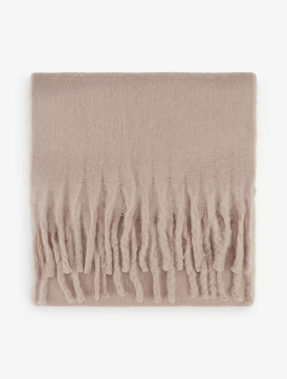 Echarpe laine duveteuse à franges - Taupe - 2
