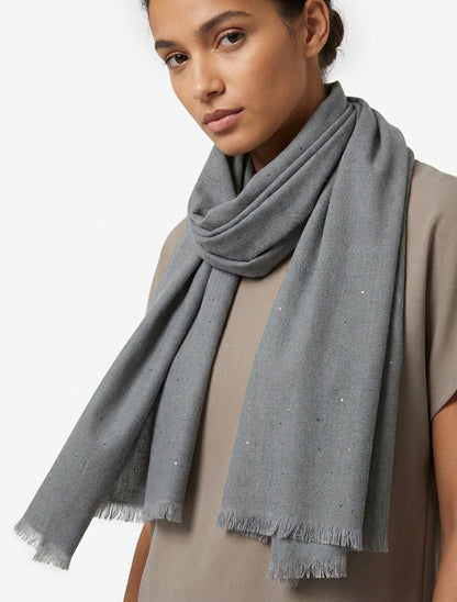 Echarpe coton mélangé à sequins - Gris