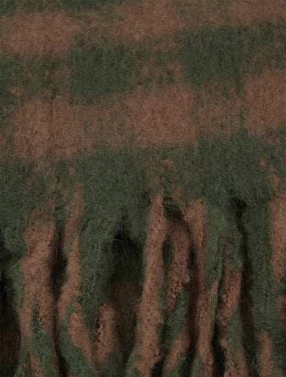 Echarpe en laine mélangée imprimé carreaux - Kaki - 3
