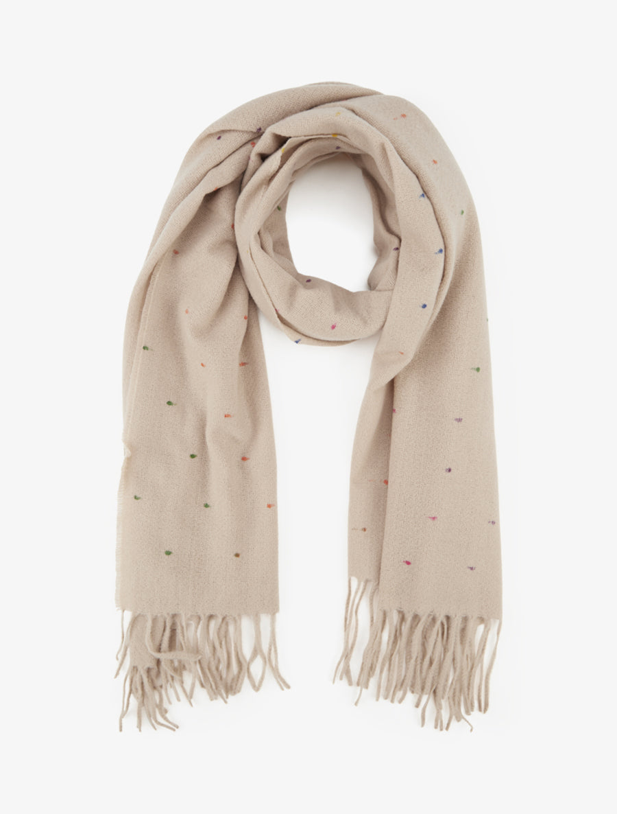 Echarpe à pois multicolore - Beige - 1