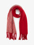 Echarpe en laine mélangée à franges - Rouge - 1