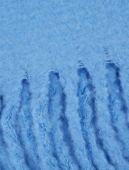 Echarpe en laine mélangée à franges - Bleu ciel - 3
