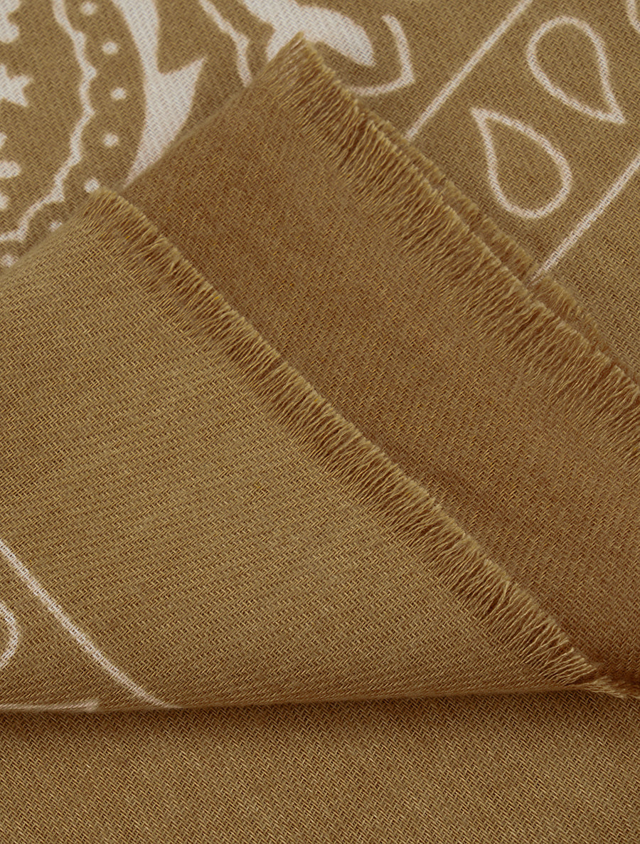 Foulard imprimé cachemire à bords effilochés - Jaune moutarde - 3