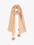 Echarpe à pompons et motif roses - Beige - 1