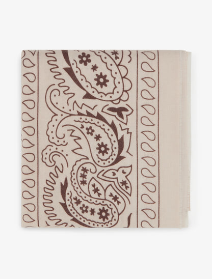 Foulard imprimé cachemire à bords effilochés - Taupe - 2