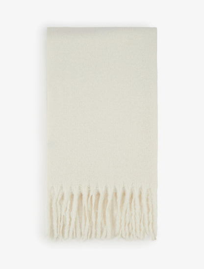 Echarpe uni à franges - Crème - 2