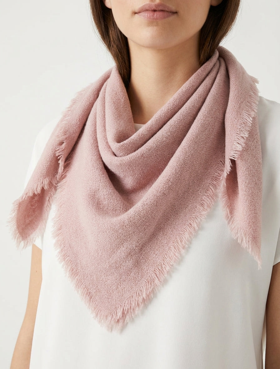 Foulard uni à bords effilochés - Rose