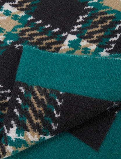 Foulard imprimé carreaux à bords effilochés - Vert - 3