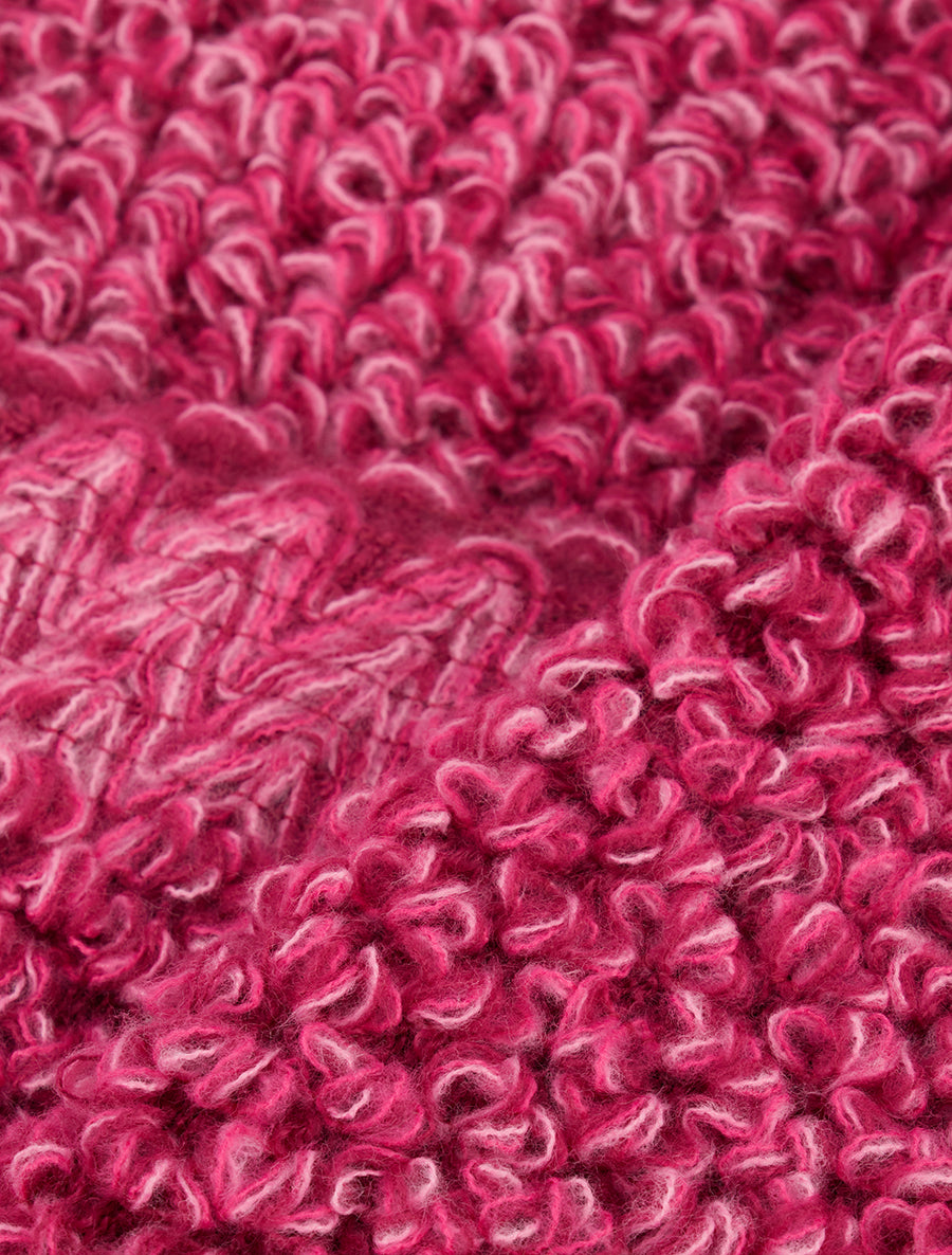 Châle triangulaire en maille bouclée - Fushia - 3