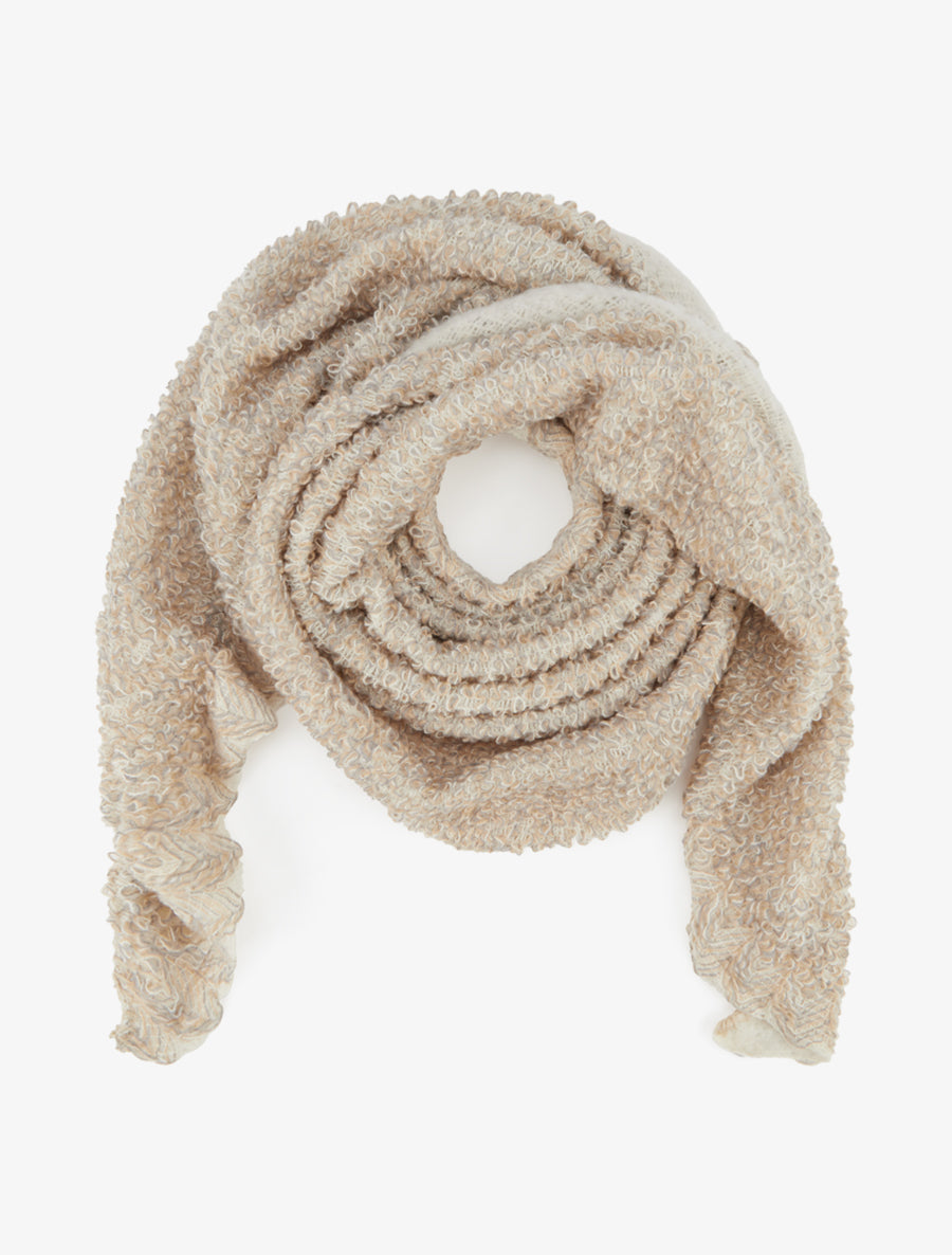 Châle triangulaire en maille bouclée - Beige - 1