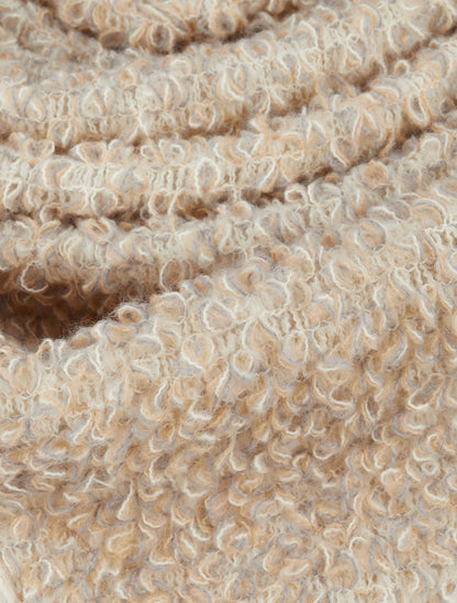 Châle triangulaire en maille bouclée - Beige - 3