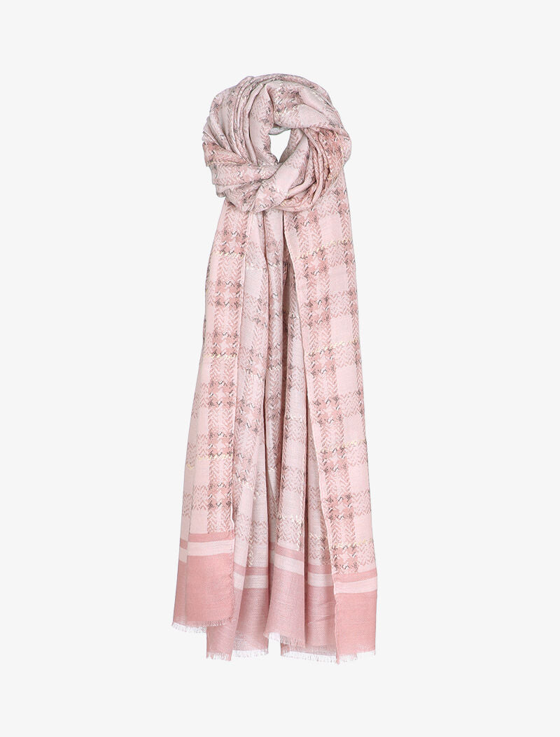 Foulard à carreaux et détails lamés - Rose - 1