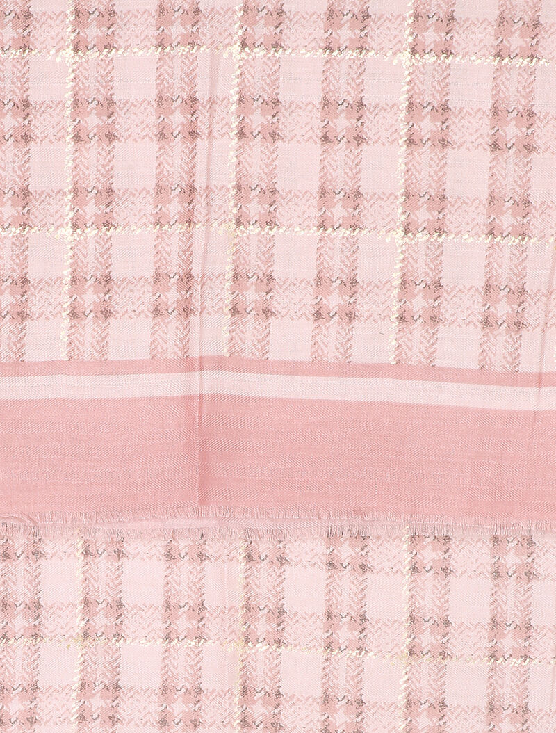 Foulard à carreaux et détails lamés - Rose - 2