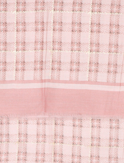 Foulard à carreaux et détails lamés - Rose - 2