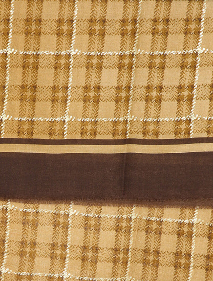 Foulard à carreaux et détails lamés - Camel - 2