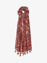 Foulard à imprimé éventails et bords à pompons - Brique - 1