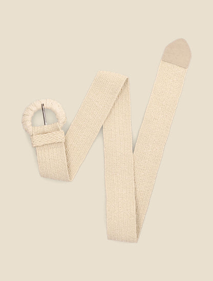 Ceinture élastiquée en raphia - Beige - 1