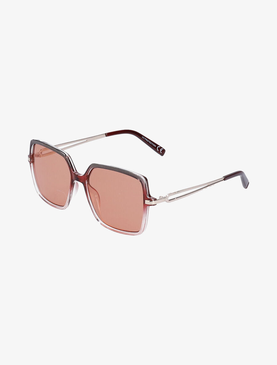 Lunettes carrées à branches stylisées - Rose - 2