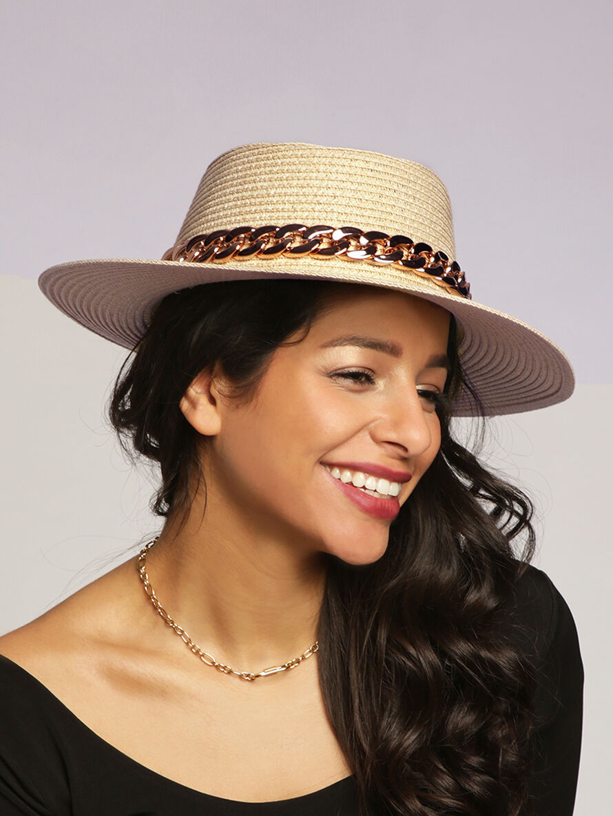 Canotier à galon en chaîne - Beige - 4